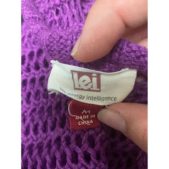 L.E.I. Women's Juniors Crop Sweater Size Medium M Purple Knit - Picture 5 of 6